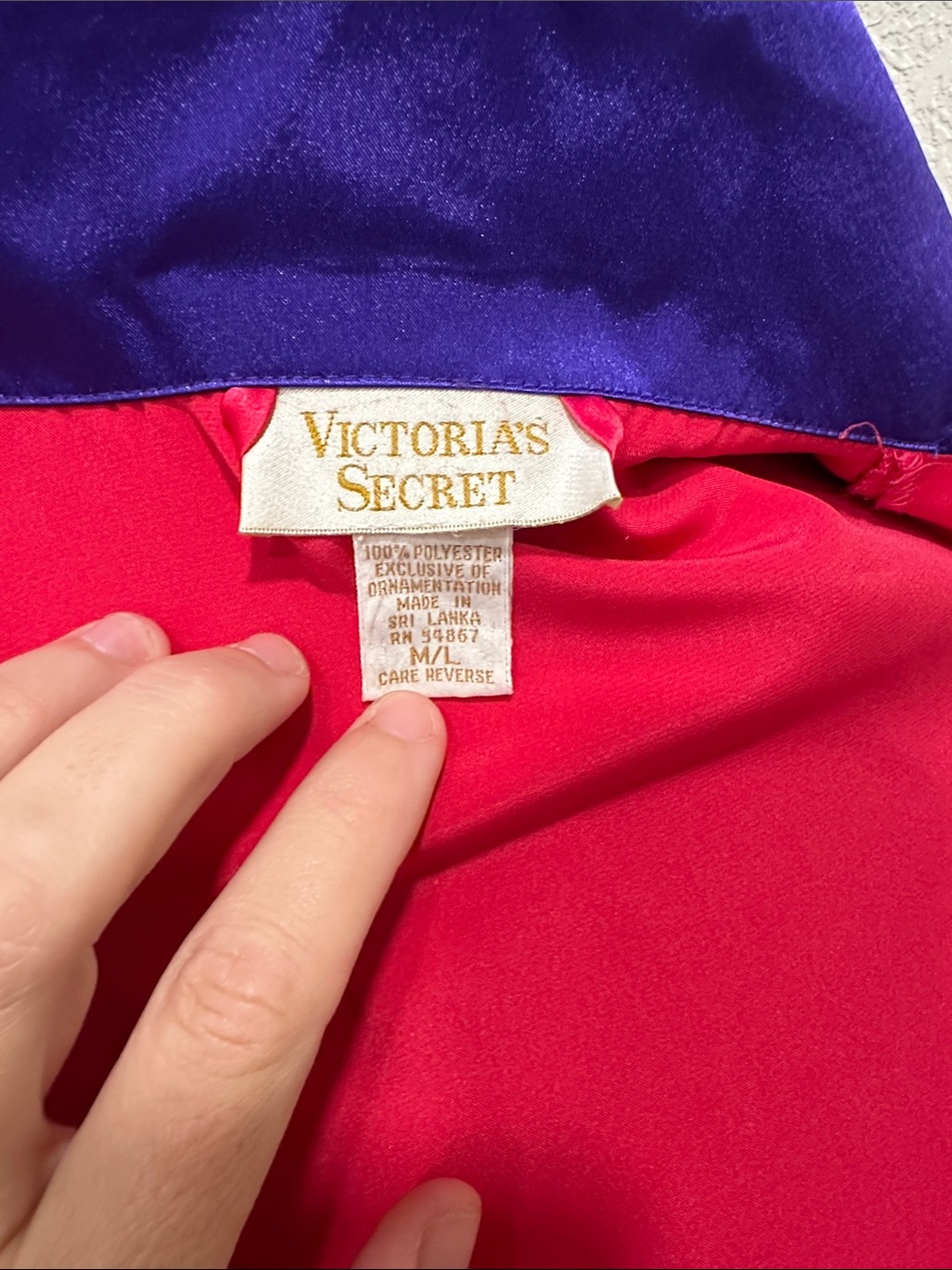 Victoria's Secret Gild Label Pink Satin Robe with Purple Trim M/L - Picture 12 of 15